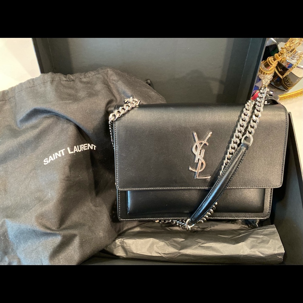 Authentic YSL Saint Laurent Sunset Leather Medium Bag